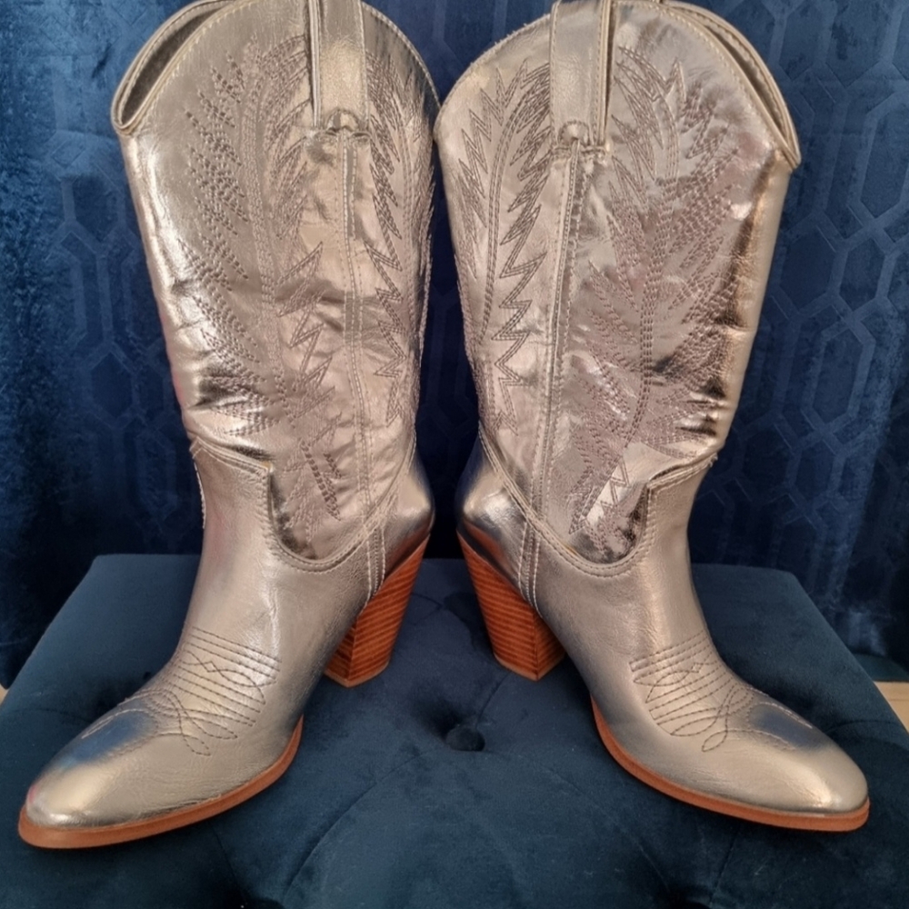 Elegant Silver Heeled Boots
